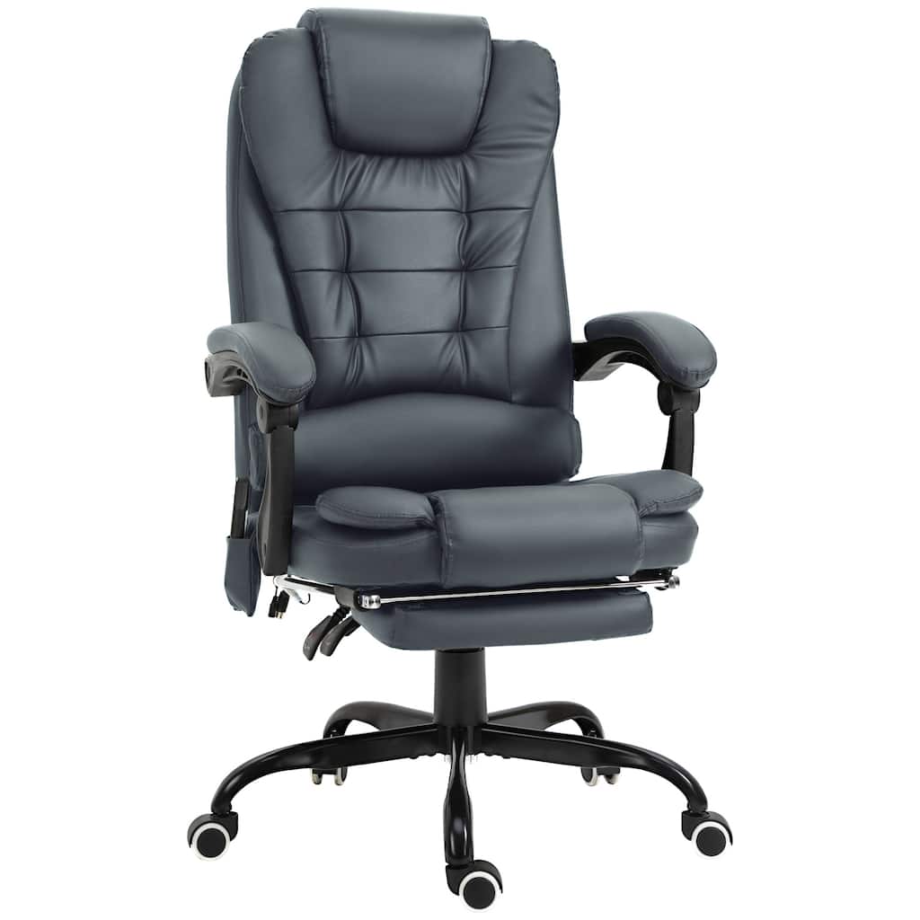 7-Point Vibration Massage Office Chair with Reclining Backrest and Remote Control, for Home Office, Blue