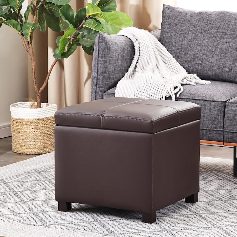 Adeco Square Tufted Storage Ottoman with Hidden Space