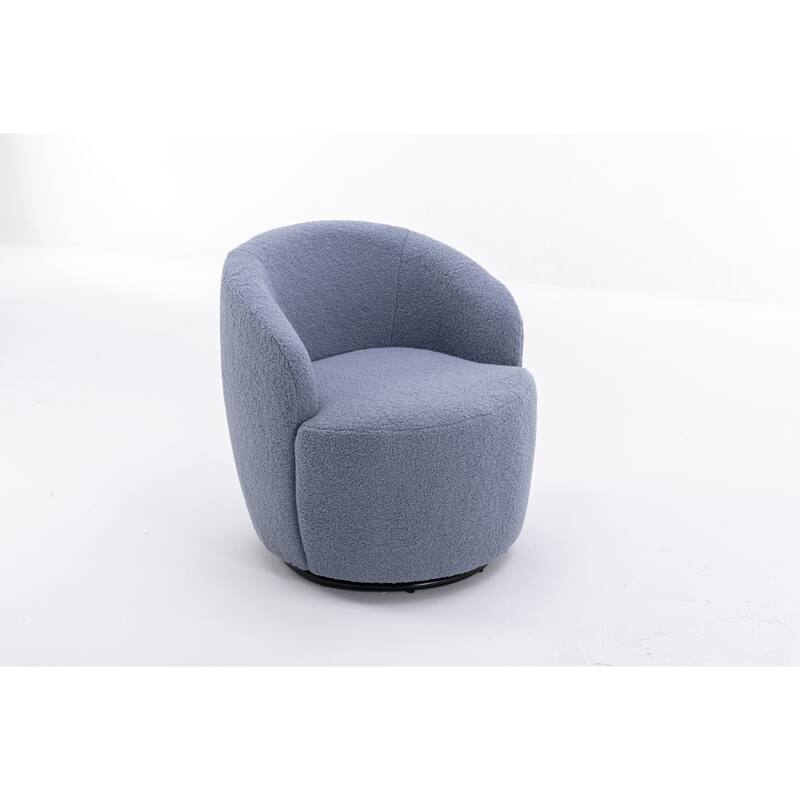 Wool Swivel Barrel Chair with 360° Rotation & Metal Base
