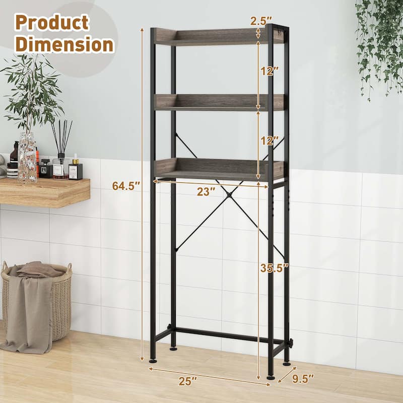 Costway 3-Tier Over-The-Toilet Bathroom Shelf Metal Frame Space Saver - See Details