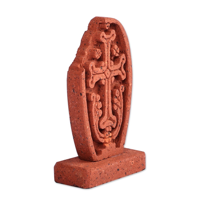 Novica Handmade Echmiadzin Past Tuff Stone Stela Sculpture