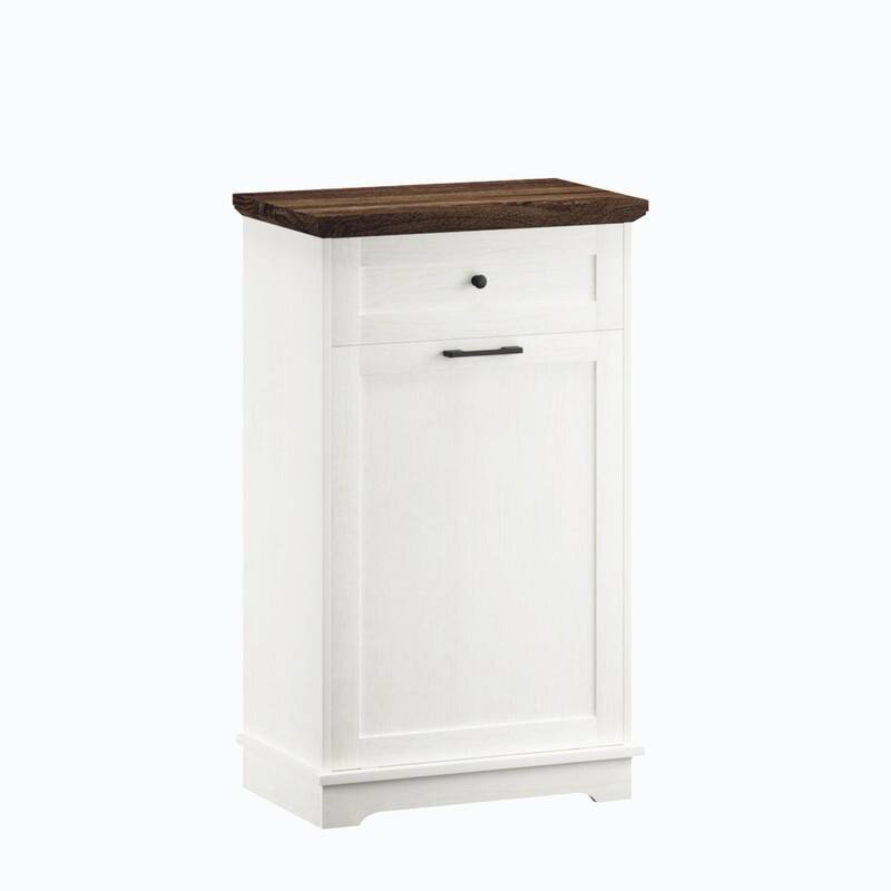 13 Gallon Tilt-Out Trash Can Cabinet, Freestanding Wooden Garbage & Recycling Bin with Hideaway Drawer(Trash Can Not Included)