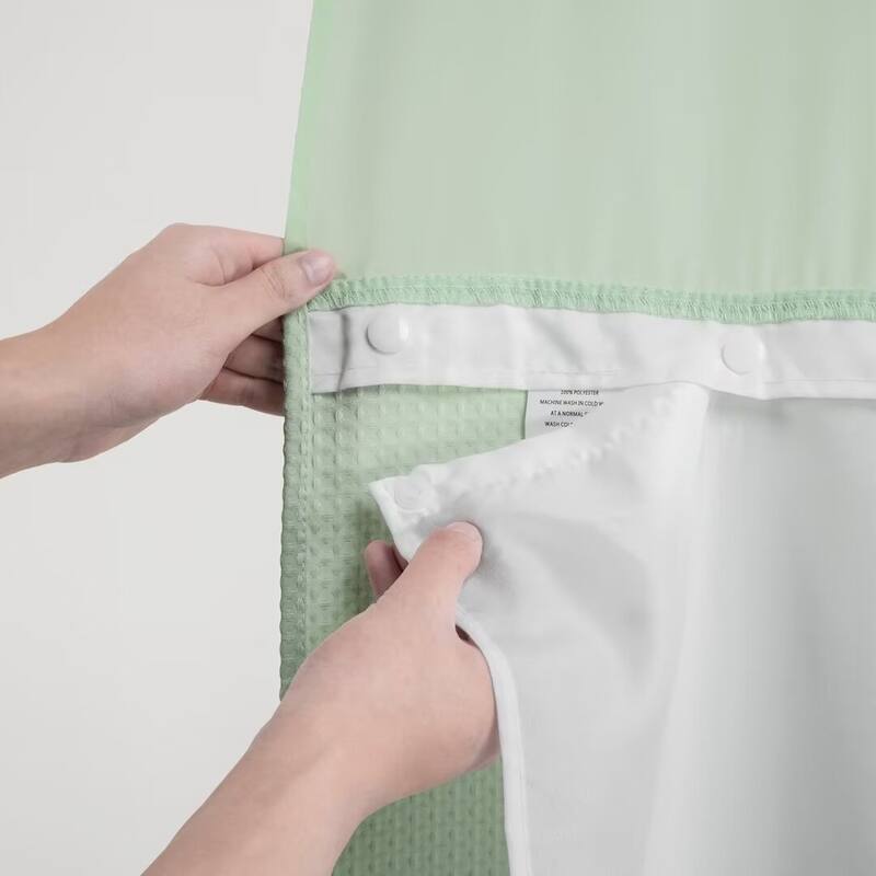 No Hook Waffle Weave Shower Curtain with Snap-in Liner