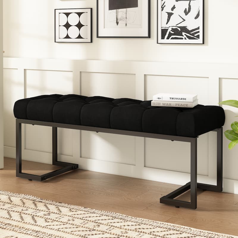 Galileo Modern Fabric Bench by Christopher Knight Home - Black
