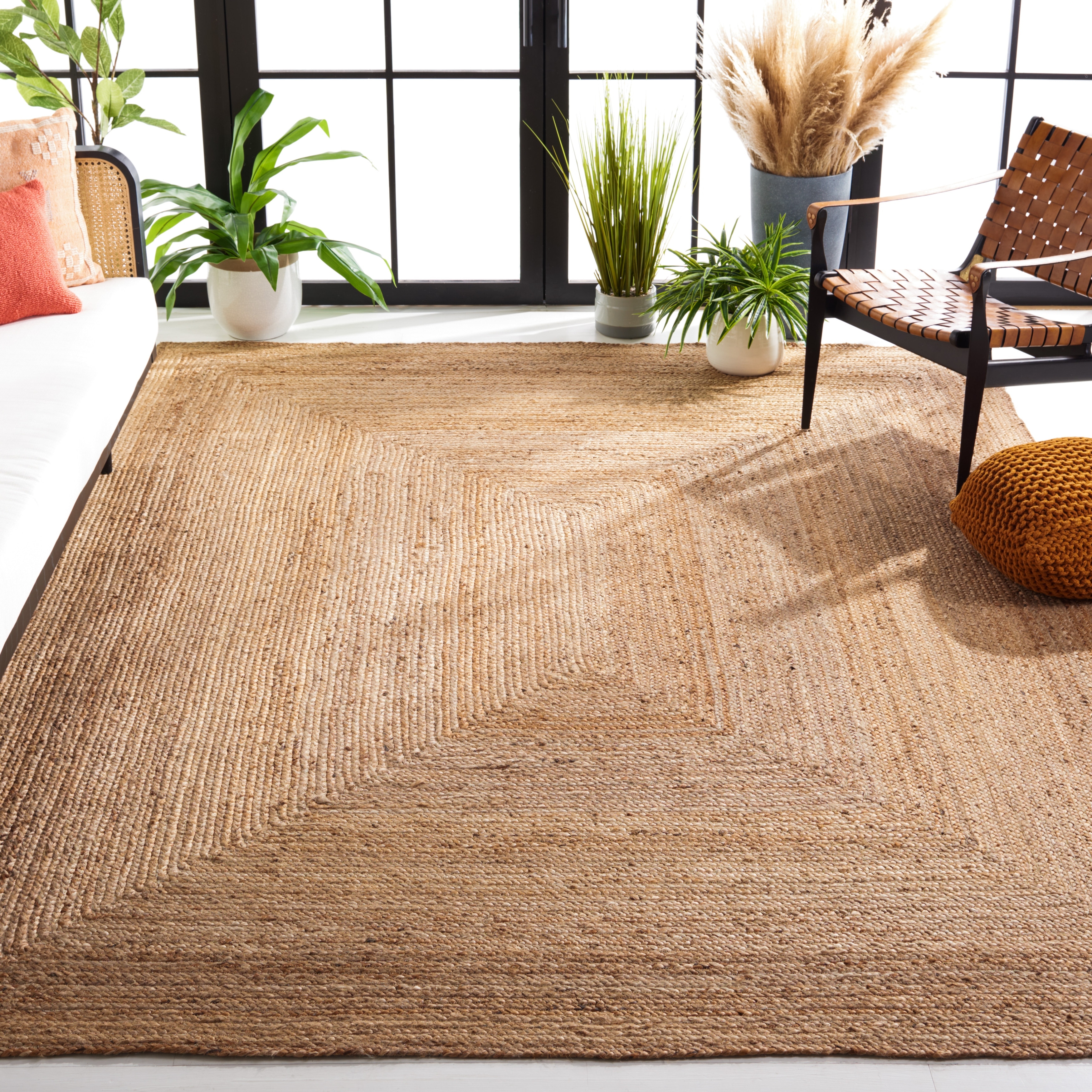 Natural Jute Carpet Handmade Oval Rug Mat Carpets for Living Room
