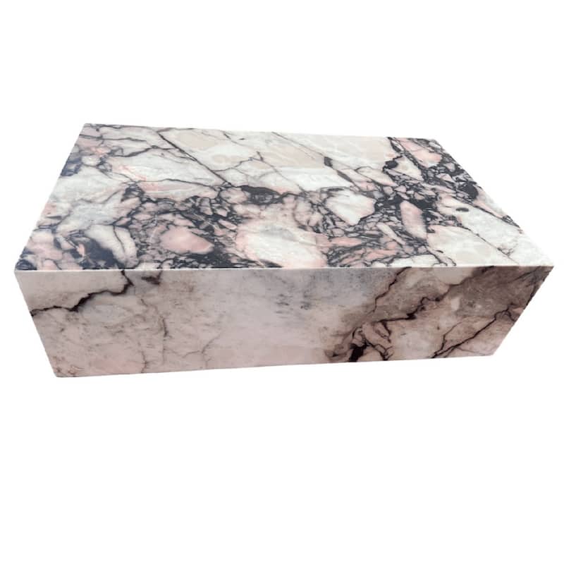 Genuine Marble Block Coffee Table - Calacatta Pink Marble - Marble