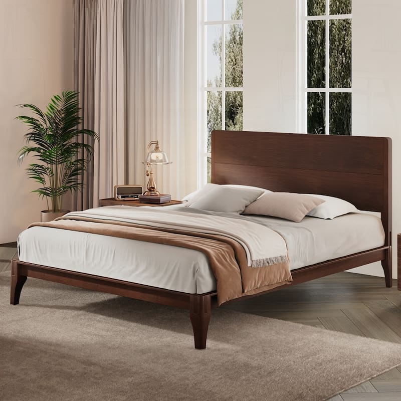 Bamboo Wood Platform Bed with Wood Slat Support