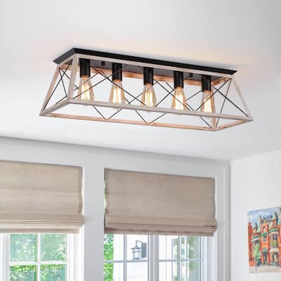 Farmhouse 5-Light Trapezoidal Cage Iron Ceiling Light