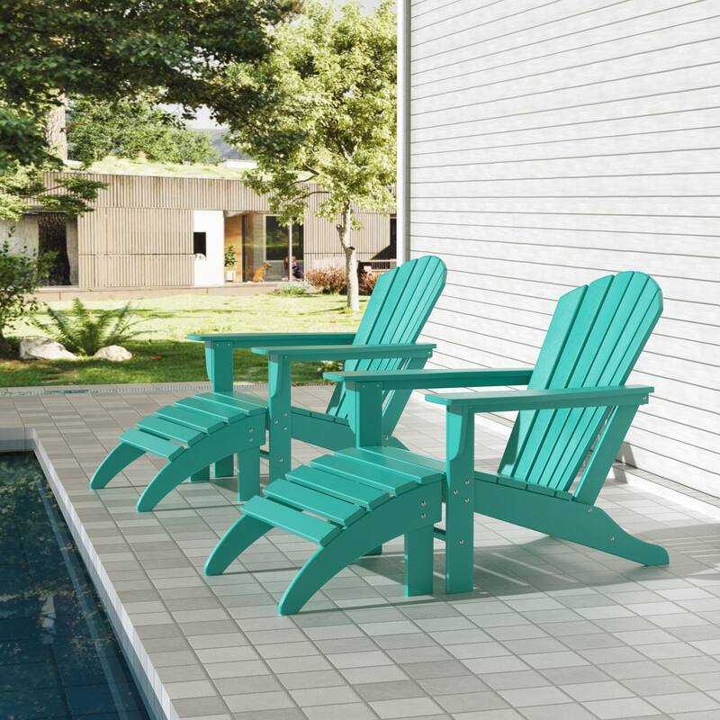 Altura Outdoor Eco-Friendly All Weather Adirondack Chairs with Ottomans (4-Piece Conversation Set)