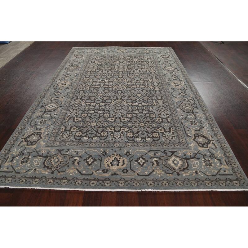 Silver Washed Ziegler Turkish Living Room Area Rug Wool Carpet - 6'7" x 9'10"