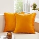 preview thumbnail 8 of 19, Deconovo Set of 4 Velvet Pom-Pom Pillow Covers Multiple Sizes 12x20 Inch - Mustard Yellow