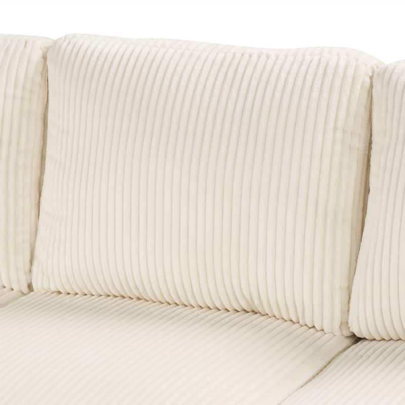 U-Shaped Corduroy Combination Corner Sofa with Storage Lounge Chair, Sectional Couch 6-Seater Sofa with USB Charging Ports