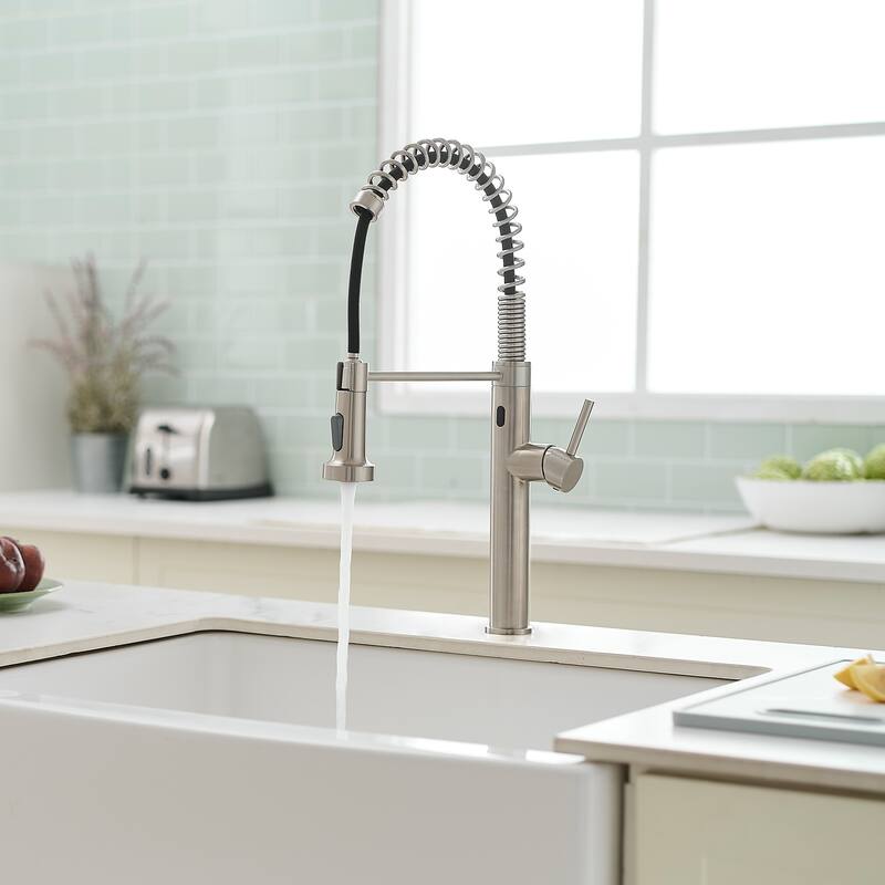 Touchless Chrome Sensor Single Handle Pull Down Kitchen Faucet