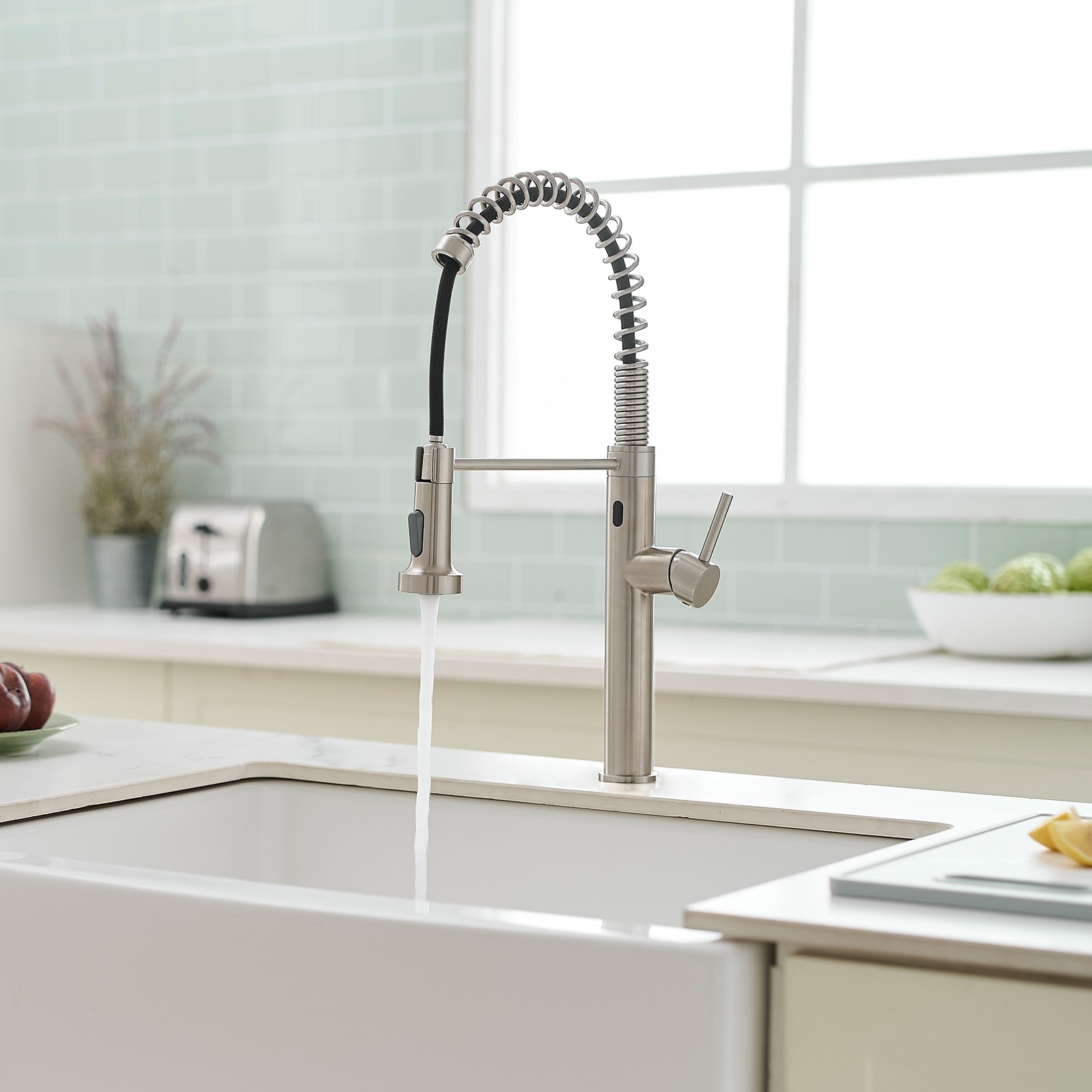 Touchless Chrome Sensor Single Handle Pull Down Kitchen Faucet - Silver