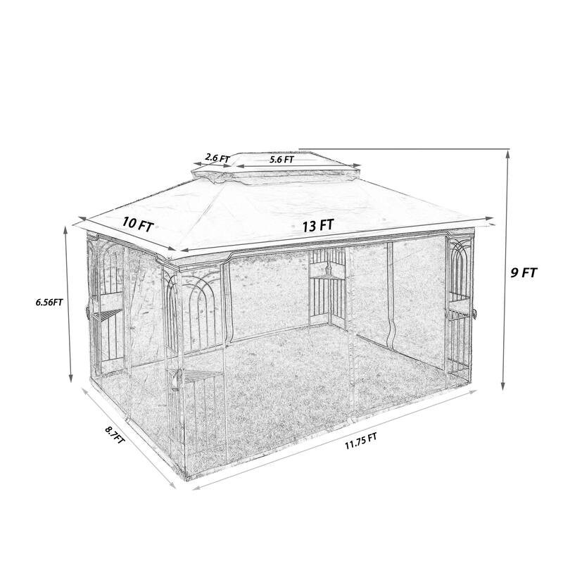 13x10 Outdoor Patio Gazebo Canopy Tent With Ventilated Double Roof