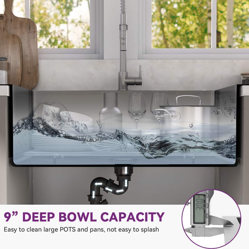 33 Inch Drop In Kitchen Sink Top mount Stainless Steel Black Sink w/Sink Protector Single Bowl Drop-in Sink for Workstation