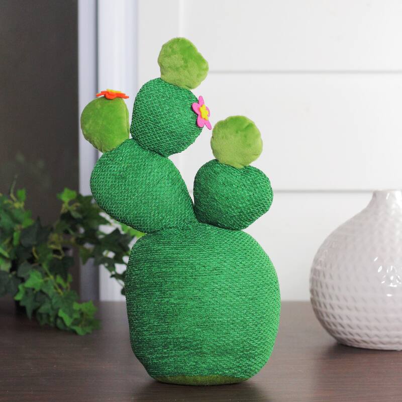 Artificial Plush Cactus Plant Decoration - 15" - Green
