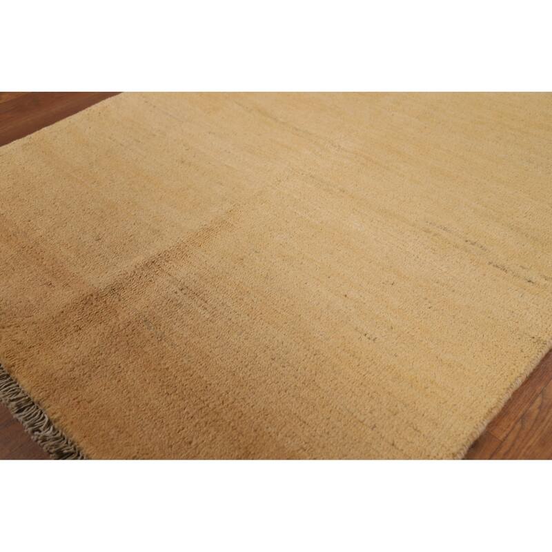 Modern Gabbeh Oriental Foyer Rug Handmade Yellow Wool Carpet - 2'9"x 3'8"