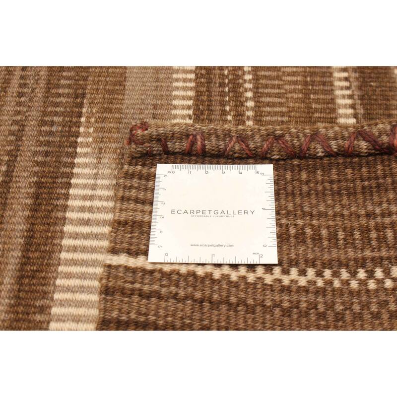 ECARPETGALLERY Flat-Weave Boho Khaki Wool Kilim - 5'11 x 9'2