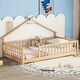preview thumbnail 2 of 9, Natural Twin Size Pine Wood House-Shaped Bed with Guardrails, No Door