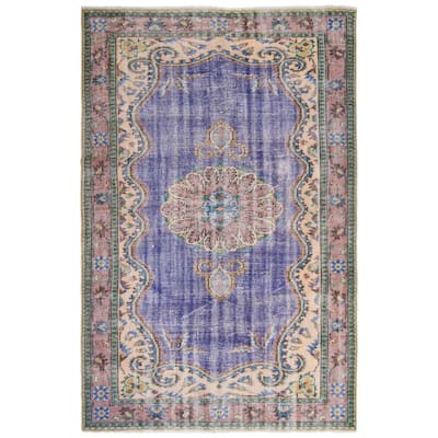 ECARPETGALLERY Hand-knotted Color Transition Dark Blue Wool Rug - 5'11 x 8'10