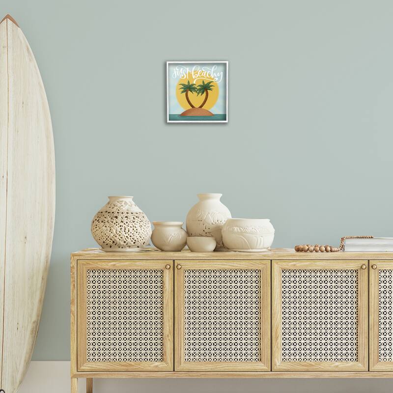 Stupell Just Beachy Tropical Island Framed Giclee Art Design By Sarah Hickman