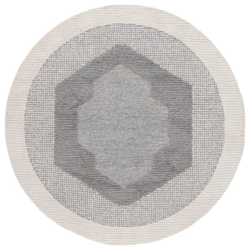 SAFAVIEH Handmade Renewal Darshana Rug - 6' Round - Dark Grey/Ivory