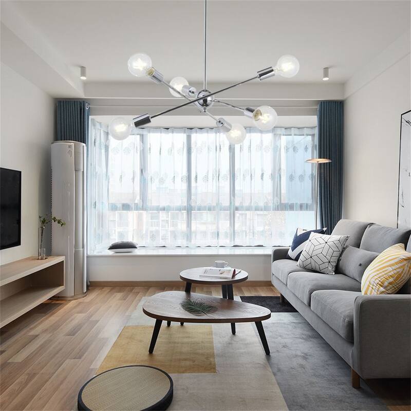 6-Light Mid-Century Sputnik Chandelier