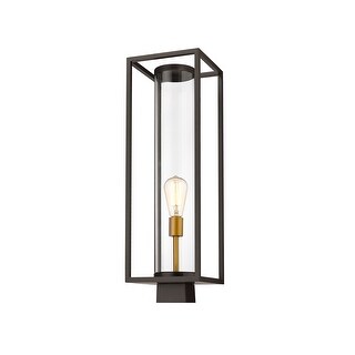 Dunbroch 1 Light Outdoor Post Mount Fixture - Deep Bronze + Outdoor Brass - Deep Bronze + Outdoor Brass
