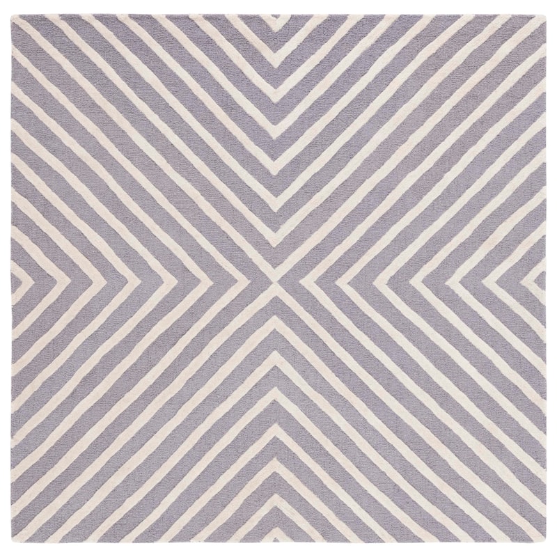 SAFAVIEH Handmade Cambridge Beke Modern Moroccan Wool Rug - 8' Square - Silver/Ivory