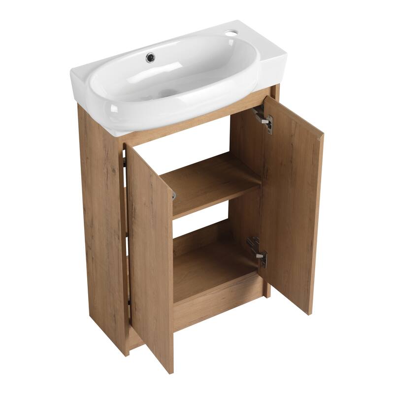 Beingnext 16"/23" Bathroom Vanity with Sink, Floating/Freestanding Bathroom Vanity with Soft Close Door