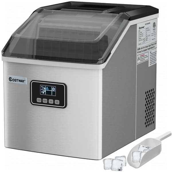 slide 2 of 11, Costway Stainless Steel Ice Maker Machine Countertop 48Lbs/24H Silver