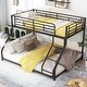 preview thumbnail 2 of 6, Metal Floor Bunk Bed, Twin XL over Queen Bed in Black