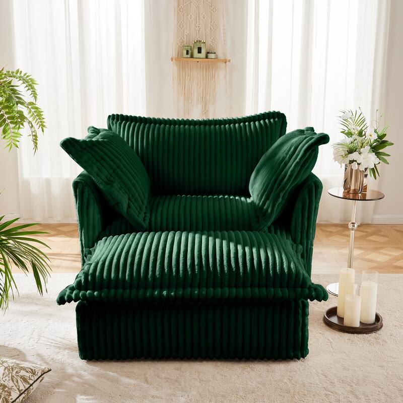 Oversized Accent Chair with Ottoman, Modern Cloud Chaise Lounge Chair with Deep Seat, Upholstered Armchair Reading Sofa Chairs