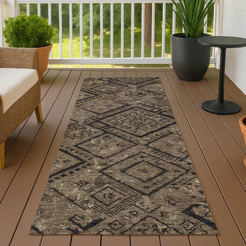 Machine Washable Indoor/ Outdoor Global Andes Chantille Rug - Chocolate - 2'3" x 7'6"
