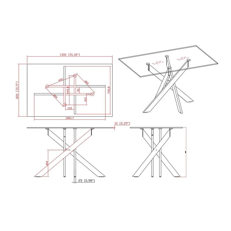 Somette Gene 51 inch Dining Table - chrome