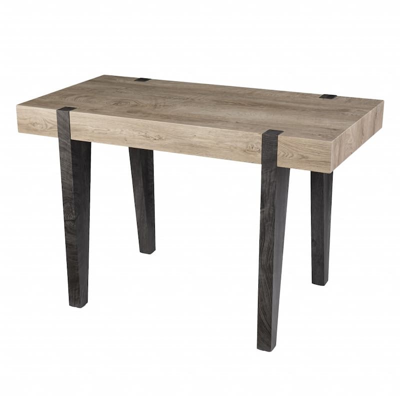 Modern Rustic Writing Desk with Natural Veneer Top and Charcoal Base – 45 Inch Two-Tone Wood Desk