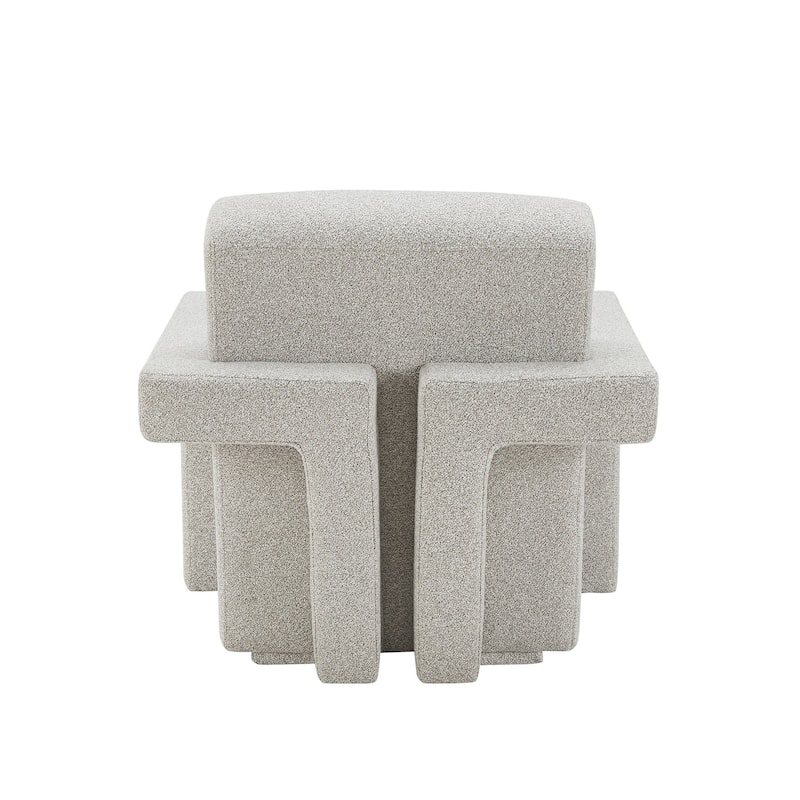 Modrest Wylie Modern Light Grey-Beige Fabric Accent Chair