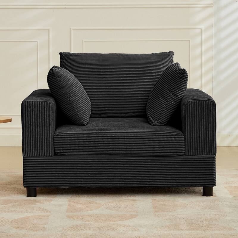 Mixoy 50 "D Sofa Chair with Ottoman, 2 Cushions, Large Corduroy Upholstered Comfy Chaise Lounge Deep Seat Sleeper Chair Indoor