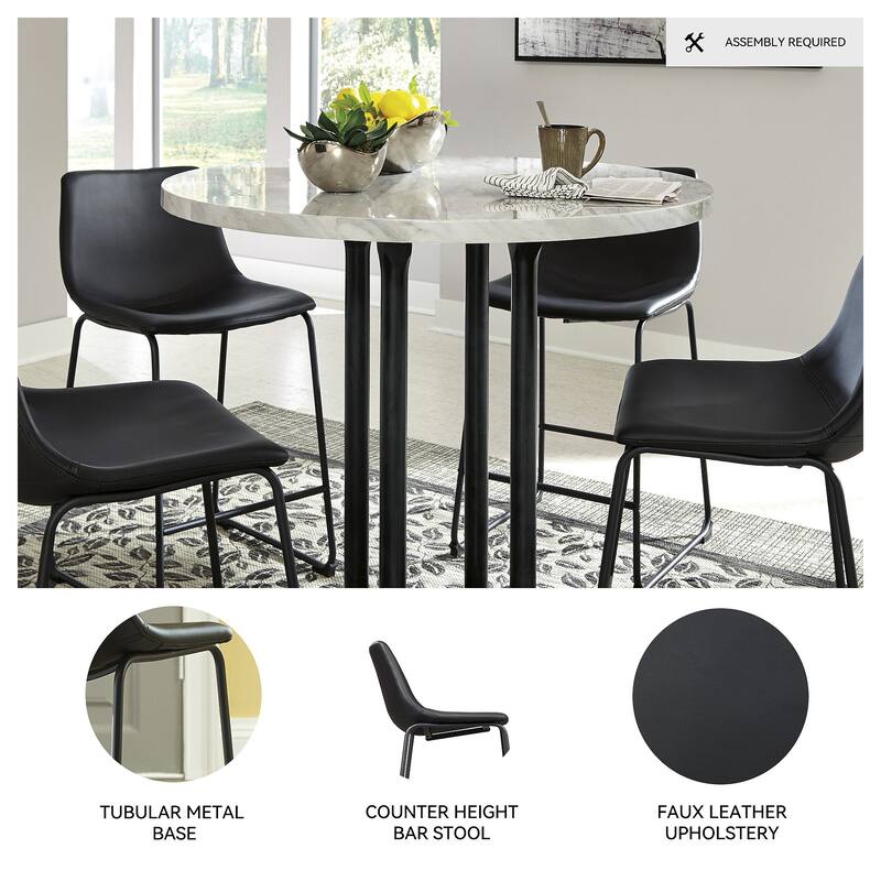 Signature Design by Ashley Centiar Black Bar Stool (Set of 2)
