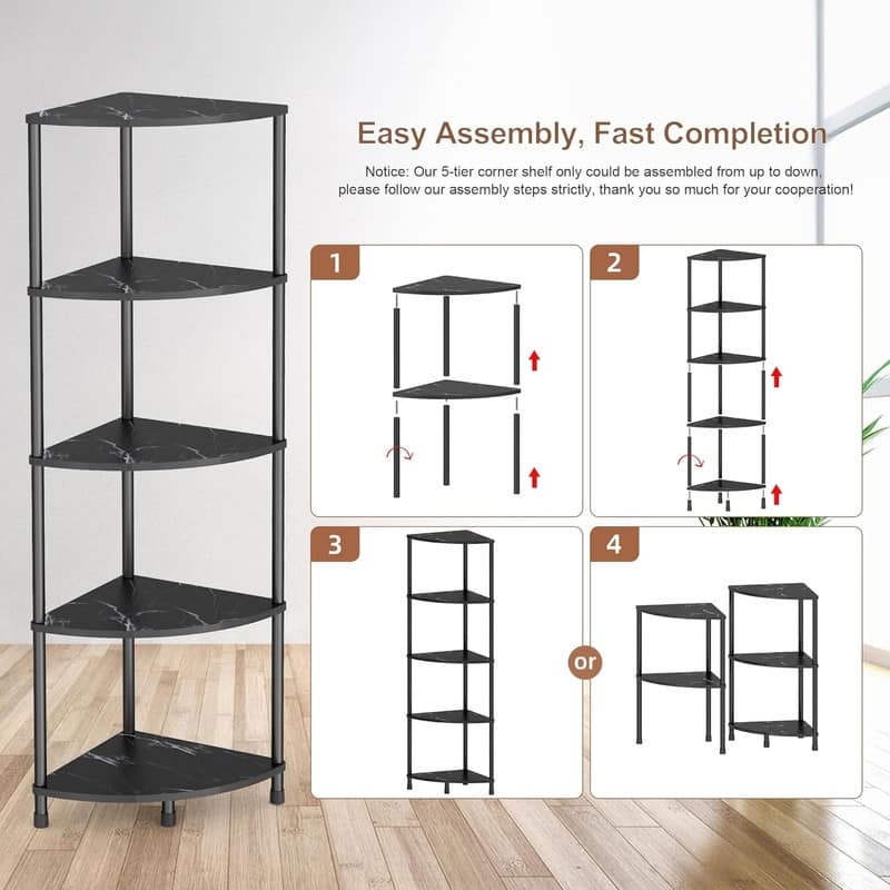 5 Tier Corner Bookshelf Display Book Shelf Corner Shelf
