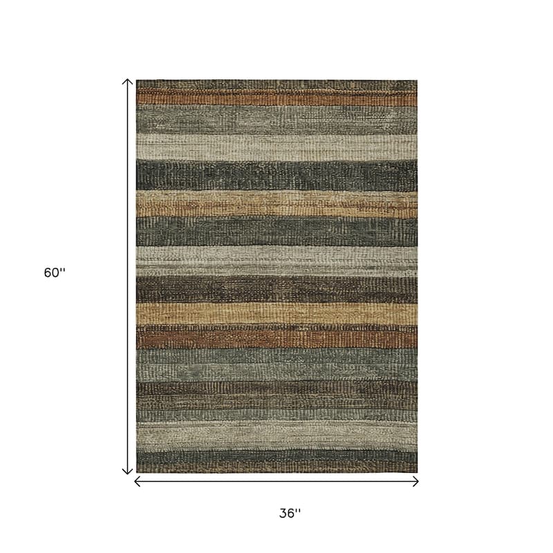 HomeRoots Striped Transitional Rectangle Outdoor Rug