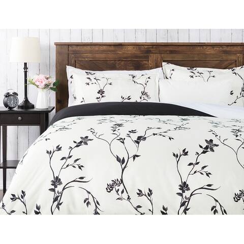 Chanasya Elegant Floral Print Ultra Soft Duvet Cover Set