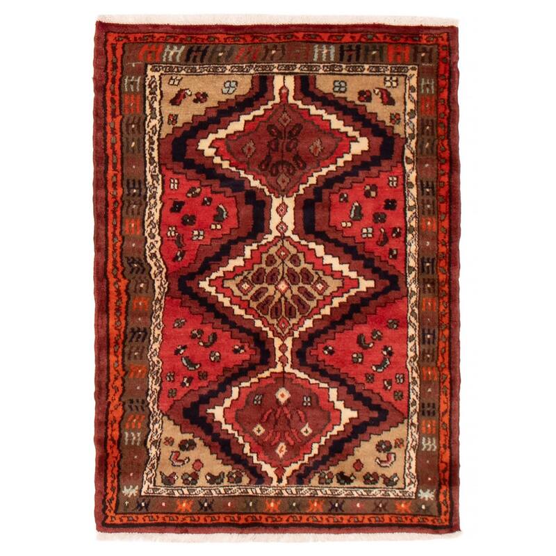 ECARPETGALLERY Hand-knotted Andelz Red Wool Rug - 3'2 x 4'6 - Red - 3'2 x 4'6