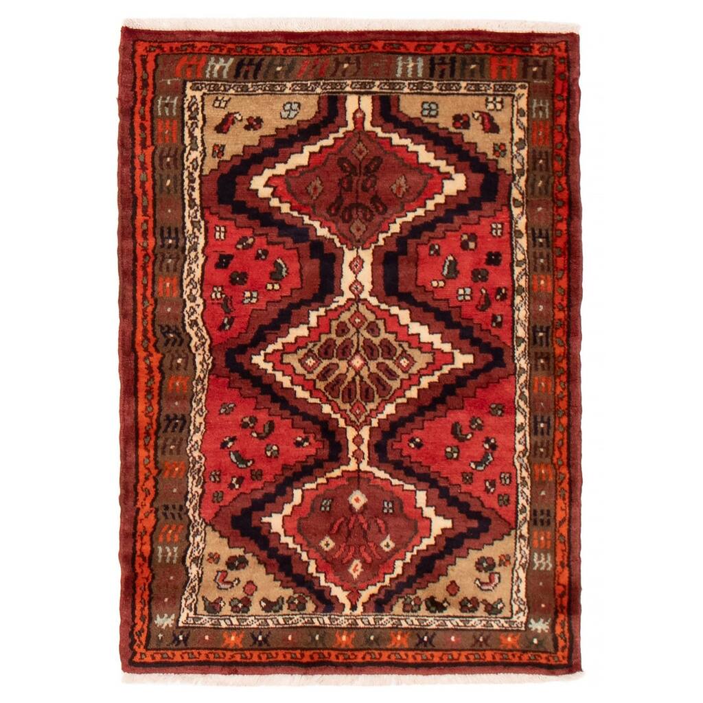 ECARPETGALLERY Hand-knotted Andelz Red Wool Rug - 3'2 x 4'6