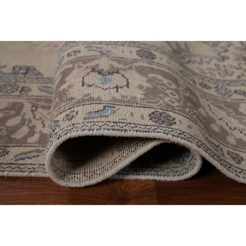 Distressed Tabriz Persian Area Rug Handmade Vintage Wool Carpet - 6'5" x 9'4"