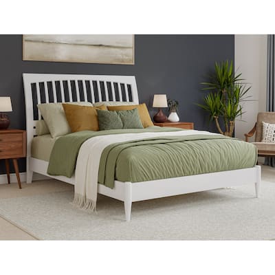 Solid Wood Low Profile Platform Bed - Sleigh Design - Modern Bedroom Furniture