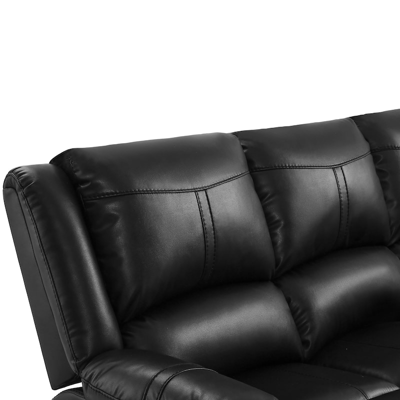 Manual Recliner,Faux Leather Reclining Sofa Set, 3-Seater Reclining Sofas For Living Room - 80.7"W X 37.4"D X 39.8"H