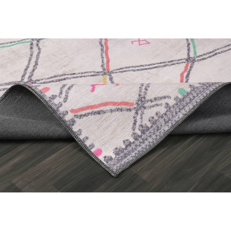 Modern Trellis Machine Washable Non Slip Area Rugs for Living Room Bedroom Kitchen