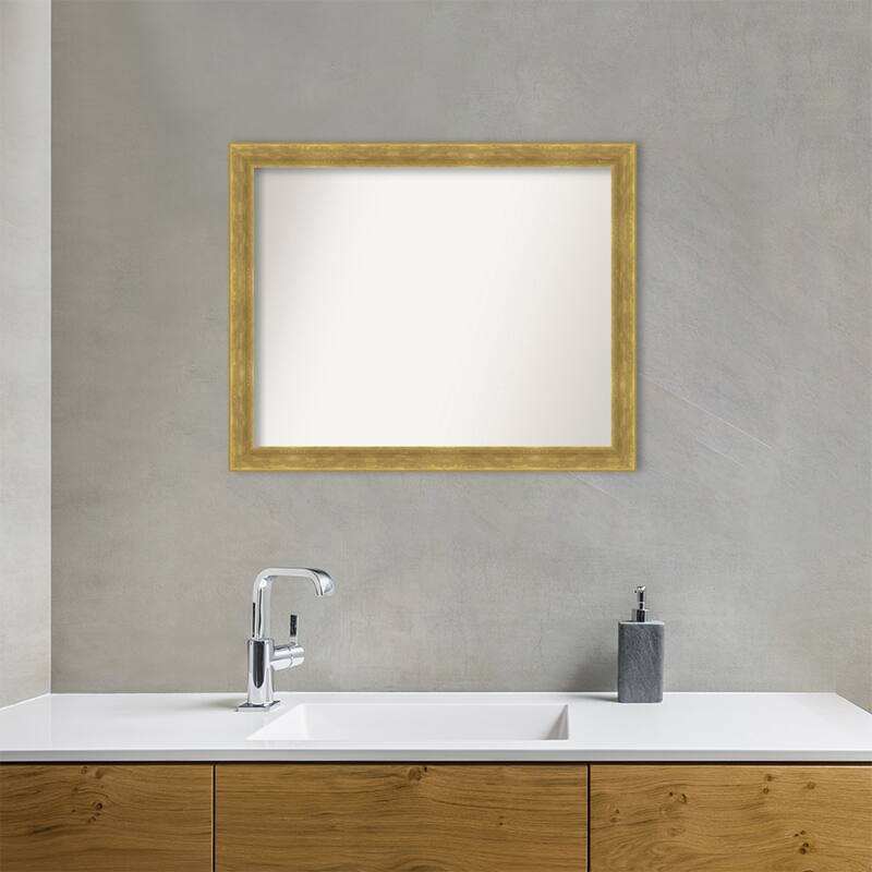 Angled Non-Beveled Wood Framed Bathroom Vanity Wall Mirror